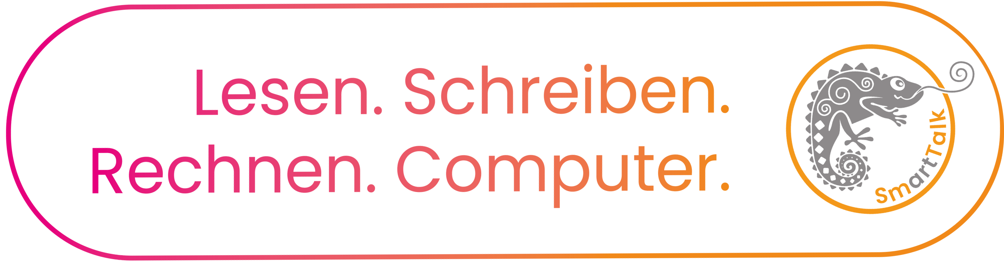 Das ist das Logo von Smart Talk." Lesen. Schreiben. Rechnen. Computer.