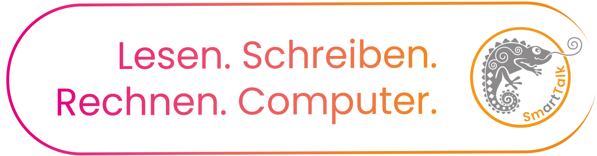Das ist das Logo von Smart Talk." Lesen. Schreiben. Rechnen. Computer.